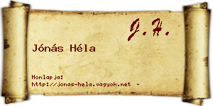 Jónás Héla névjegykártya